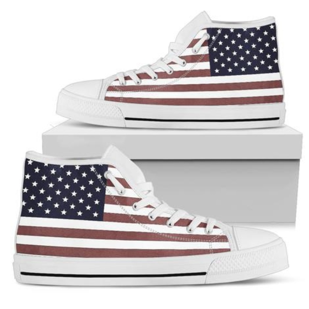US Flag Women's High Tops (White Soles)